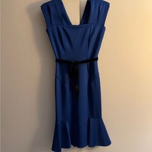 Miusol Blue Sheath Dress Sleeveless V-neck Cocktail